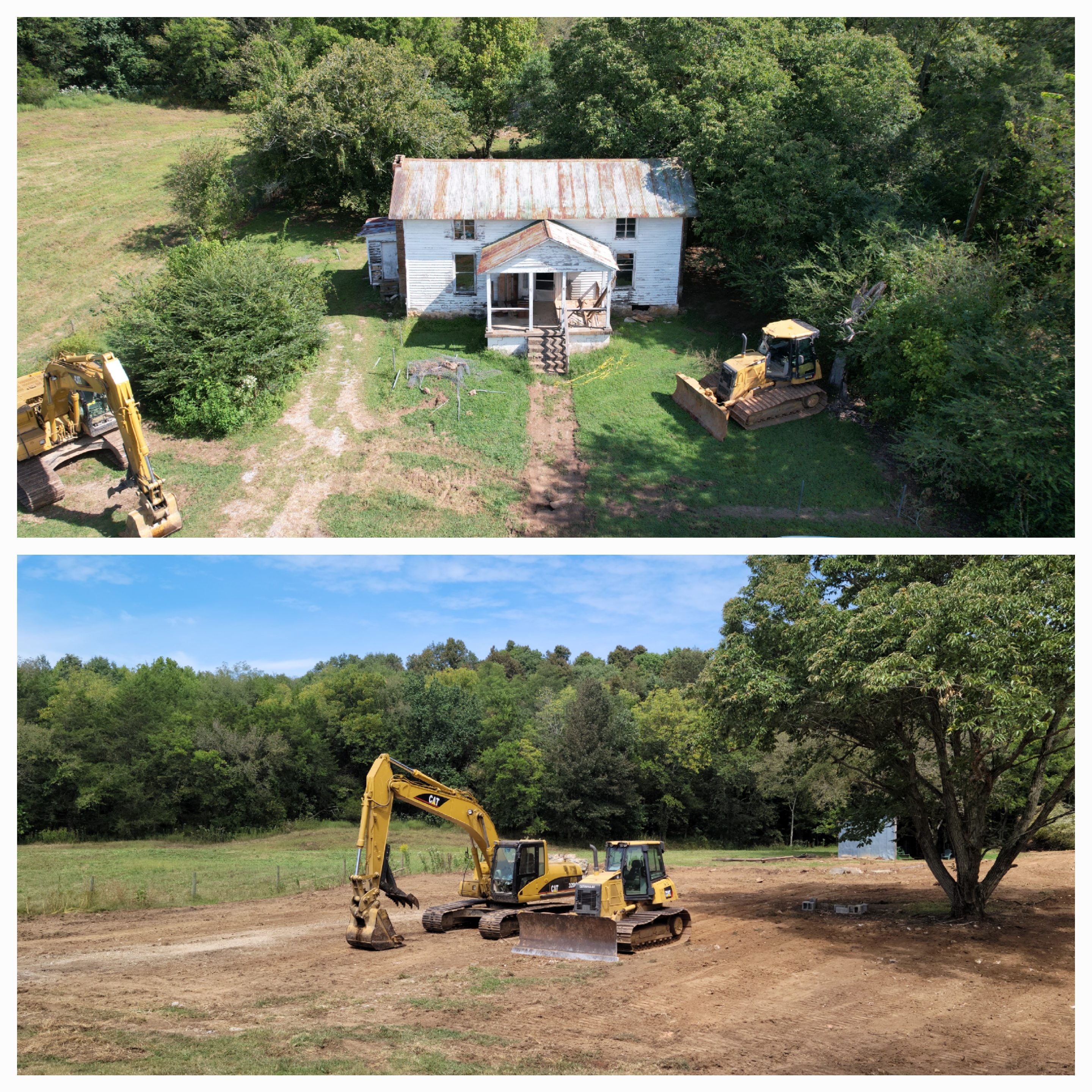 Before and after demolition site clearing